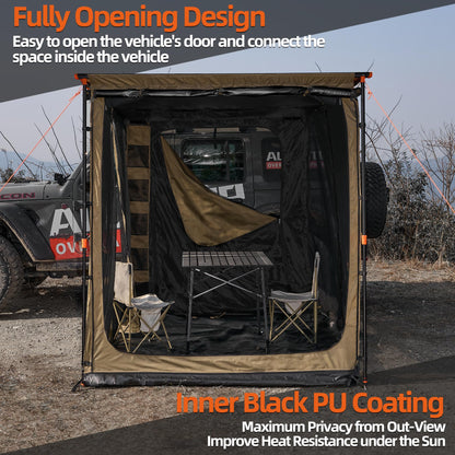 ALL-TOP Awning Room with Floor 8.2' x 8.2' Rip-Stop 210D Oxford Awning Tent with Bug-Resistance Mesh, Waterproof Sun Shelter for Overland, Camping(Black Coating, Room Only)