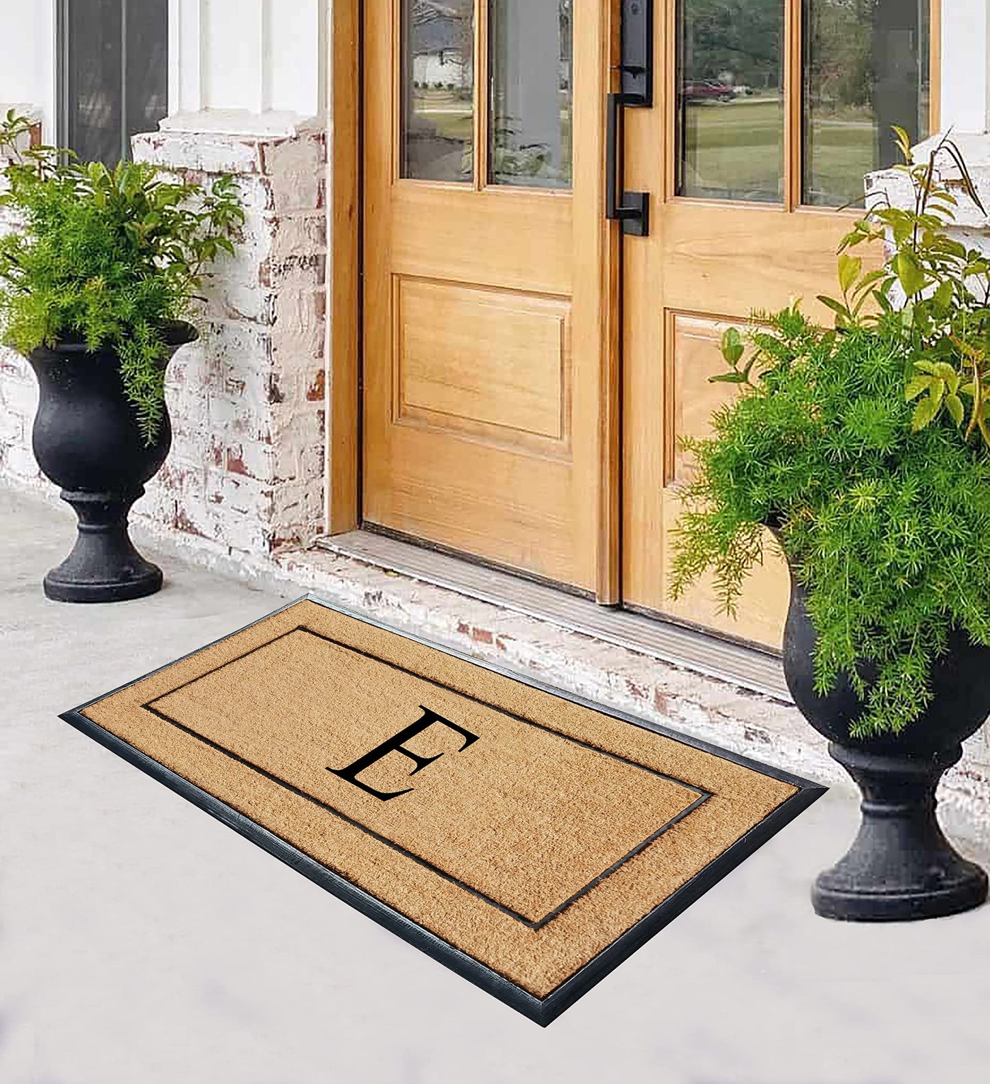A1HC Natural Coir & Rubber Large Monogrammed Doormat, Thick Durable Entry Mats for Entrance Heavy Duty, Thin Profile, Long Lasting Front Door Mat - 30"x60"