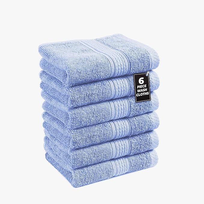 LANE LINEN Blue Wash Cloths