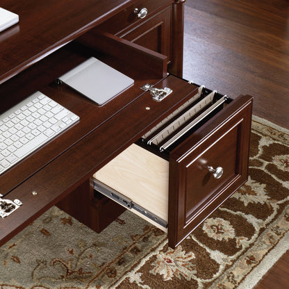 Sauder Palladia Office Desk with Drawers, Executive Desk with File Cabinet Storage, Cable Management, Keyboard Tray, in Select Cherry Finish