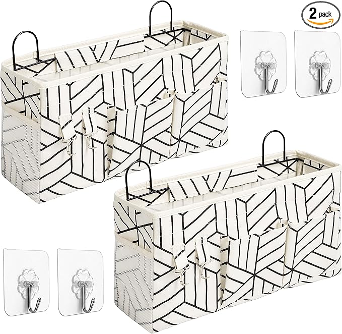 2pcs Large Wall Hanging Storage Bag, Door Closet Linen Fabric Pockets Organizer
