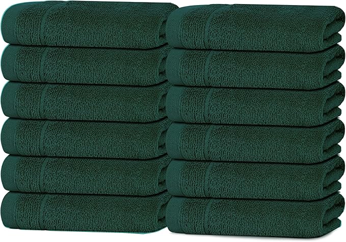 Tens Towels Pack of 12 Washcloths, 12 x 12 Inches, Lighter Weight, Quick to Dry