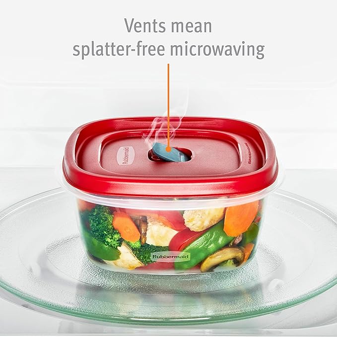 Rubbermaid Easy Find Vented Lid Food Storage Containers 7-Cup Red