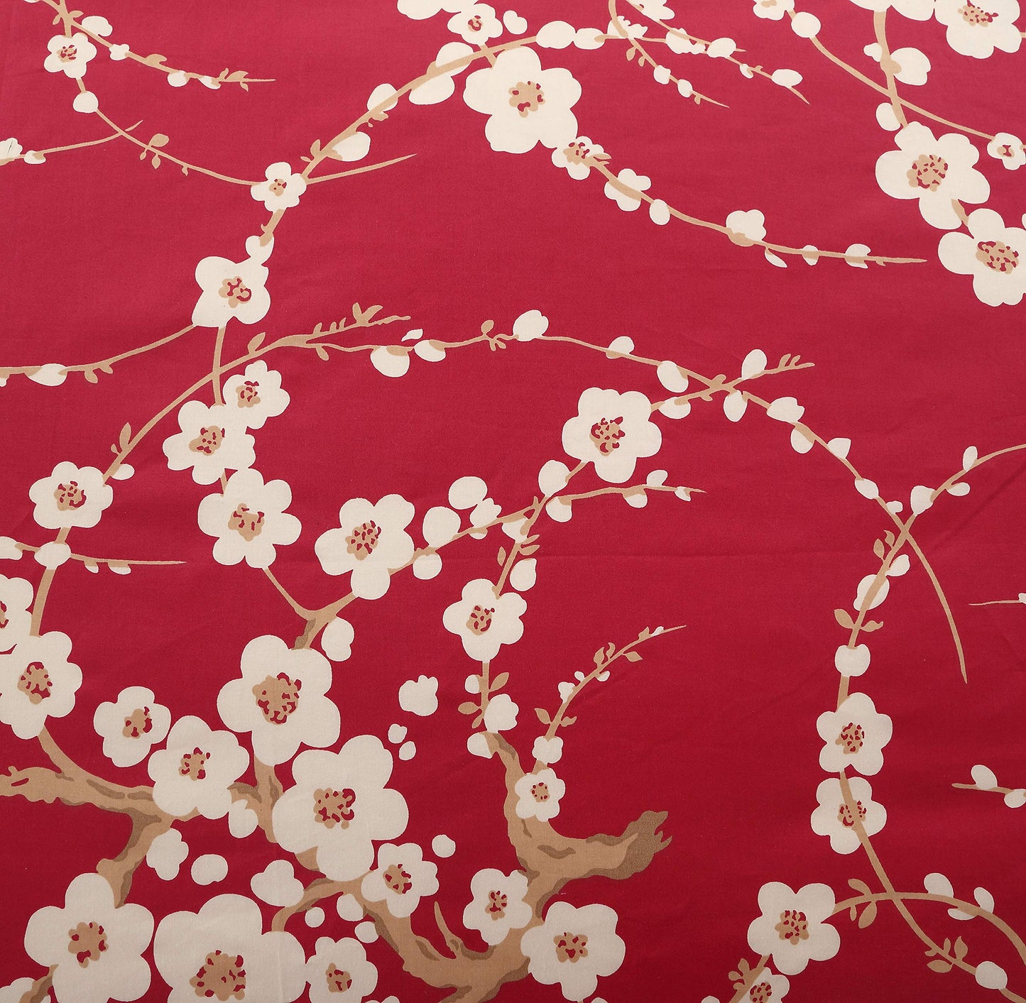 Brandream Eastern Japanese Oriental Style Cherry Floral Chinoiserie Blossom Print Duvet Quilt Cover Set Red 800TC Egyptian Cotton Sateen Bedding Set 3 Piece Ornamental Drawing(Queen)