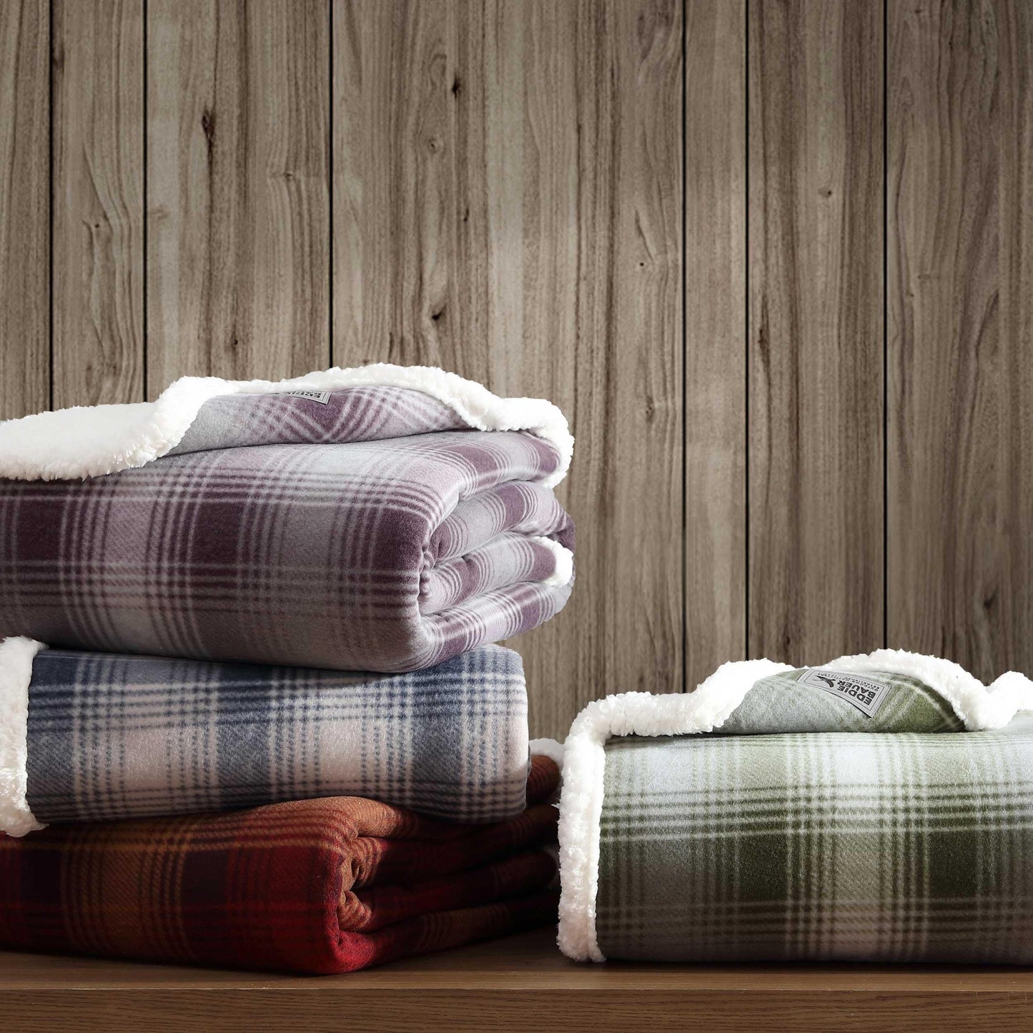 Eddie Bauer - Throw Blanket, Brushed Fleece & Plush Sherpa Soft Blanket, Throw Blanket for Couch & Bed (Nordic Plaid Green, 50" x 70")