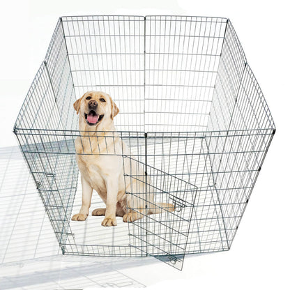 Ellie-Bo Easy-Up 8 Piece Foldable Portable Dog Puppy Play Pen with Door for Indoor/Outdoor Use 76cm High, Rabbit, Cat, Guinea Pigs