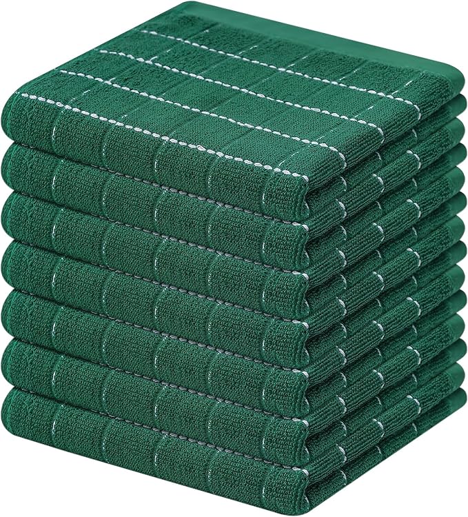 Mordimy 100% Cotton Terry Cloth Dish Cloths, Soft and Absorbent Checkered Dish