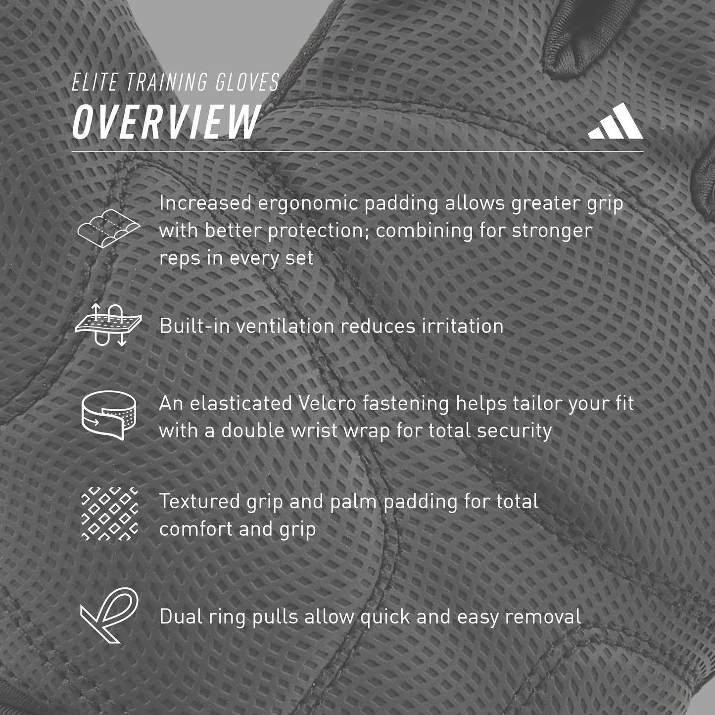 adidas Elite Training & Weightlifting Gloves, Fingerless Workout Gloves