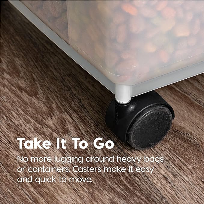 IRIS USA Airtight Dog Food Storage Container, WeatherPro, Removable Wheels