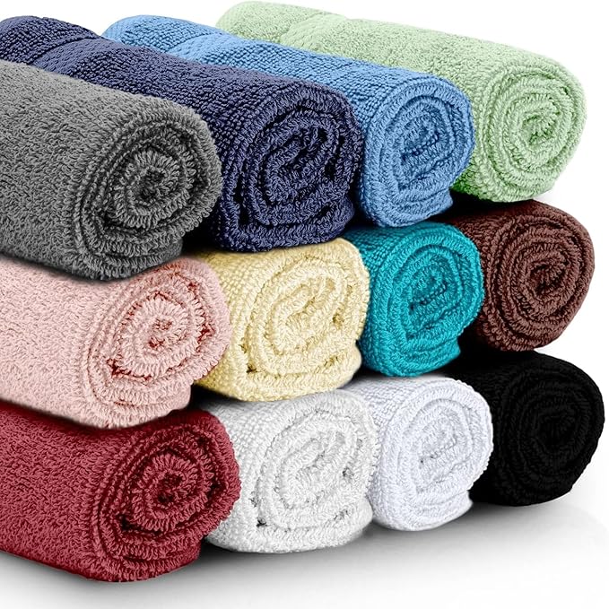 White Classic Luxury Cotton Washcloths 13x13 Inch