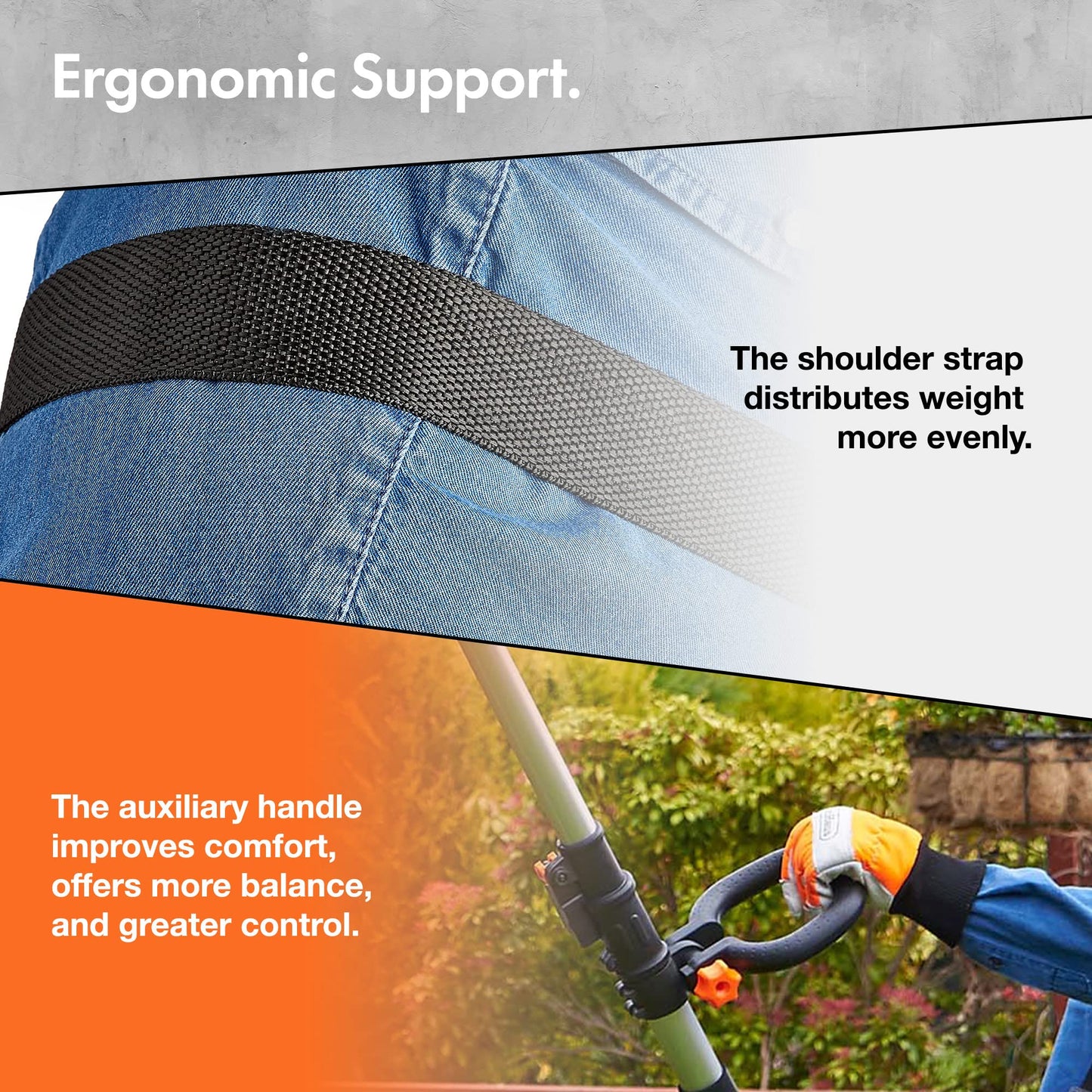 VonHaus Pole Hedge Trimmer Cordless – Long Reach Telescopic Extendable Cutter for Hedges, Bushes, Branches, Shrubs – 20V Battery, Charger, Shoulder Strap, 135° Adjustable Head, Dual Action Blades