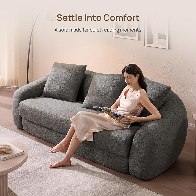 SICOTAS 90.6" Curved Convertible Sofa Couch Bed