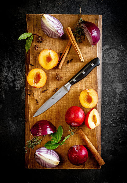 MasterClass Utility Knife, Edgekeeper Small Kitchen Knife Stainless Steel Self-Sharpening, 11.5cm (4.5"), Clam Packed, Black