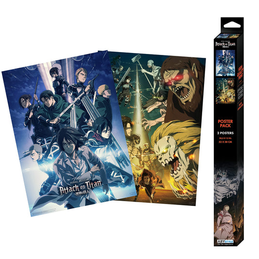 ABYstyle Attack on Titan Unframed Boxed Poster Set Featuring the Scouts, Beast Titan & Jaw Titan 15 x 20.5 in Includes 2 Mini Posters Anime Poster Set Attack on Titan Wall Art Anime Posters for Bedroom AOT Decor