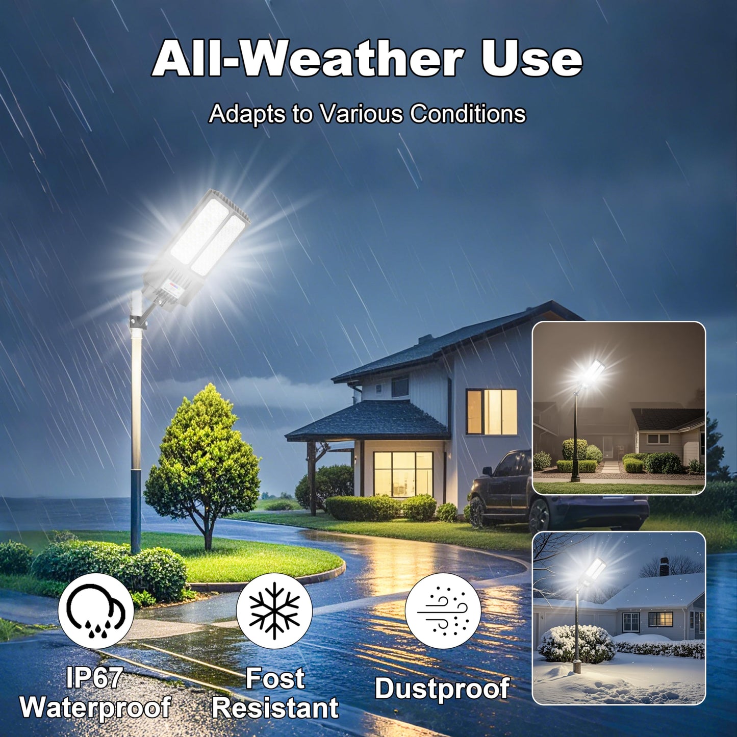 Jadisi 2025 New Solar Street Light, Solar Street Lights Outdoor Waterproof Dusk to Dawn 7000K LED Security Flood Light with Motion Sensor and Remote Control for Pathway, Entryway & Yard