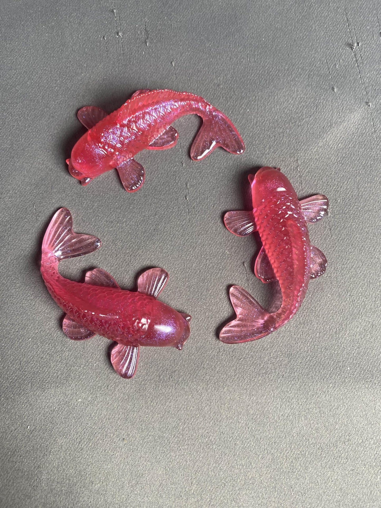 Universal Eminence Oceanic Elegance: Handcrafted Resin Koi Fish Sculptures - 3 Pack (Ruby Red)
