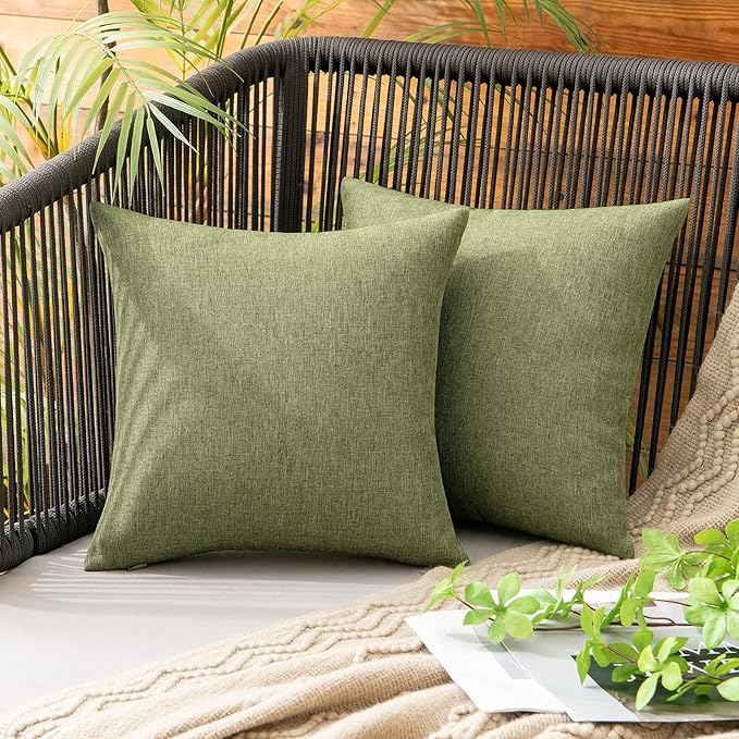 MIULEE Pack of 2 Decorative Outdoor Solid Waterproof Throw Pillow Covers Faux