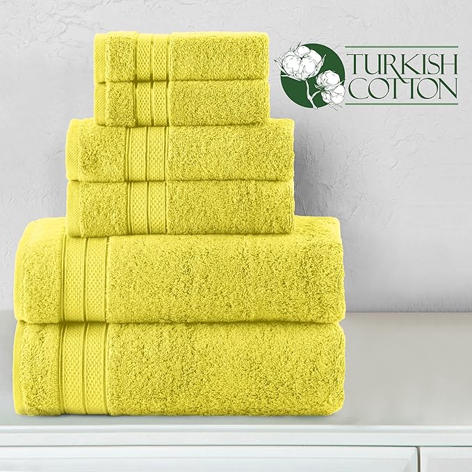 Elegant Comfort Luxury 6-Piece Towel Set, Premium Soft 100% Turkish Cotton