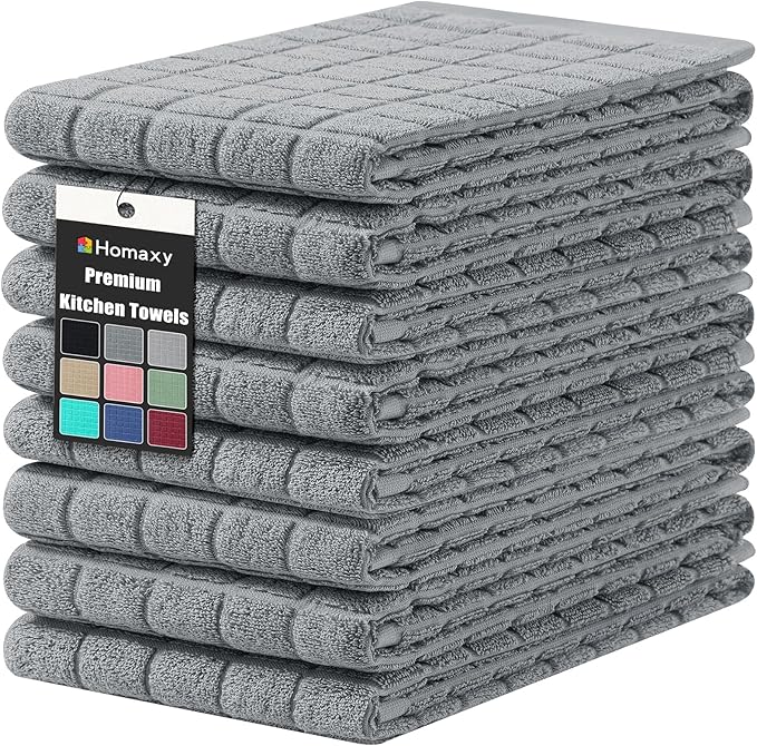 Homaxy Premium Cotton Kitchen Towels 16"x 28", Large Natural Ring Spun 390 GSM