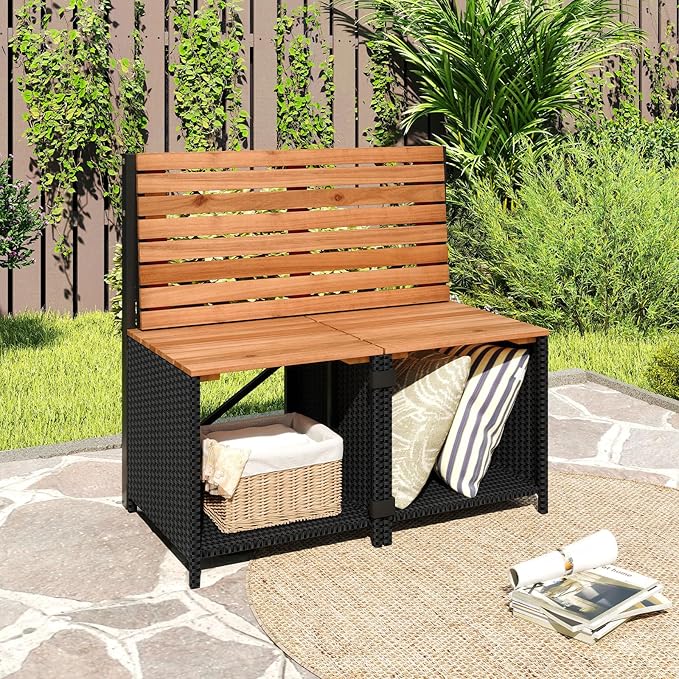 Tangkula 3-in-1 Convertible Bench Picnic Table, Outdoor Folding Table and