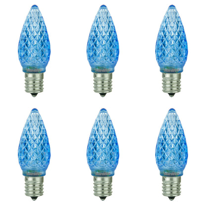 Sunlite 80705 LED C9, Holiday Decorative Light Bulb, 0.4 Watts, E17 Intermediate Base, Faceted Christmas-Lights; Nightlight, Blue