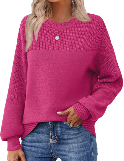 Zeagoo Women's 2025 Fall Chunky Knit Sweater Oversized Crewneck Long Sleeve Winter Cotton Pullover Sweaters Jumper Tops