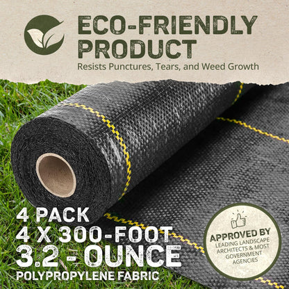 Dewitt SBLT4300 Sunbelt Woven Weed Barrier Landscape Fabric Ground Cover, 4-Foot Width x 300 Feet (4 Pack)