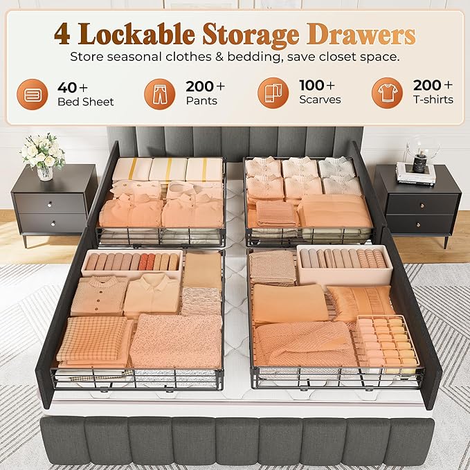PRAISUN Bed Frame Queen Size