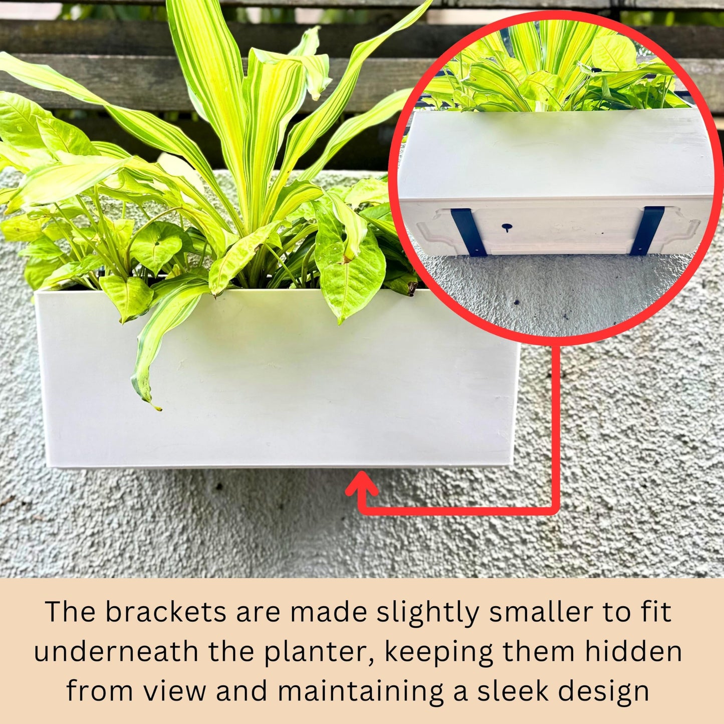 LaLaGreen Outdoor Wall Planters (14 Inch, 4 Pack) White Self-Watering Wall Mounted Flower Boxes, Rectangular Window Box Hanging Planters Plastic Containers Pot Indoor Herbs Modern Home Garden Decor