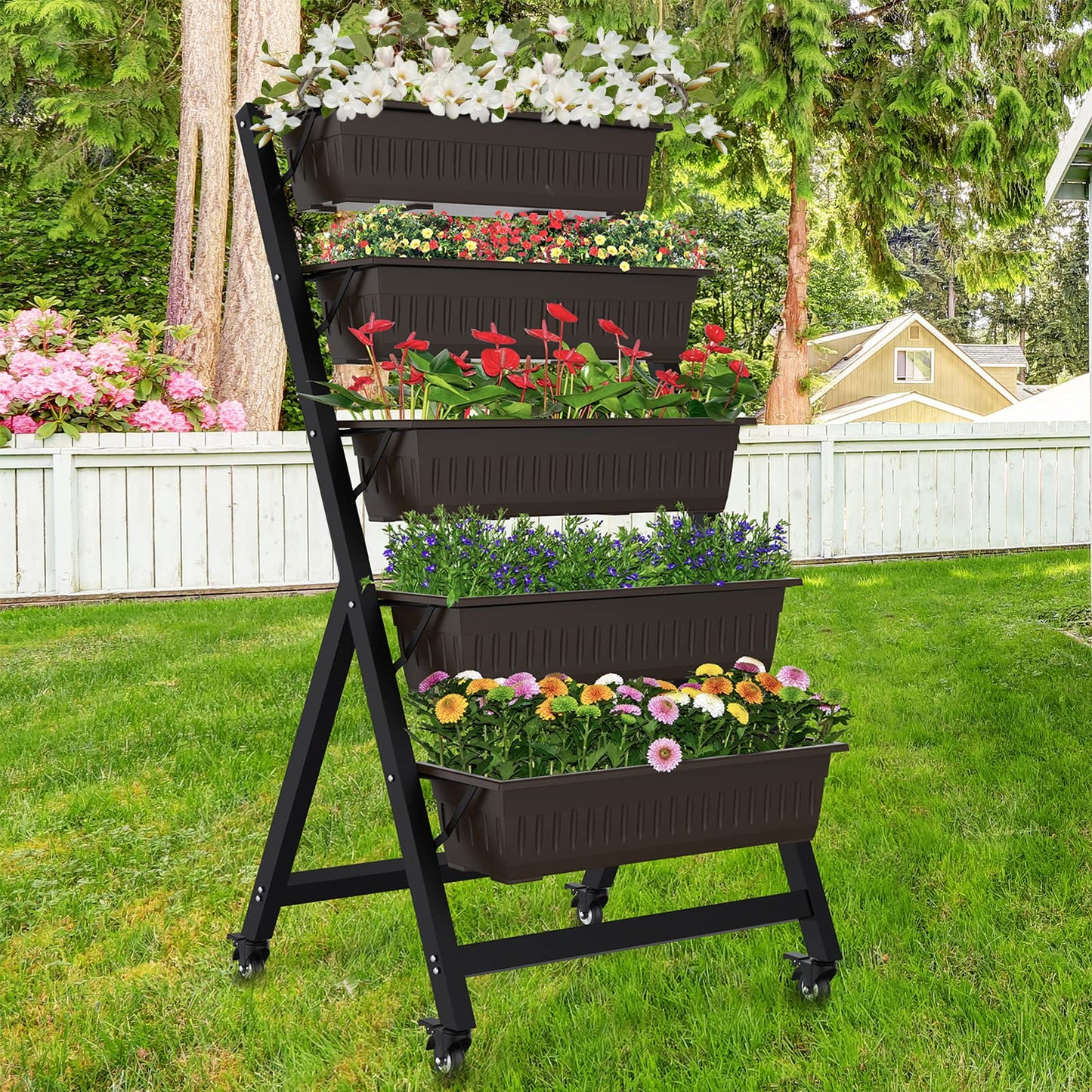 G TALECO GEAR 5-Tier Vertical Garden Planter, 4.4Ft Vertical Raised Garden Bed Planter Box with 5 Container Boxes, Grow Your Herb Vegetables Flowers Indoor and Outdoor (5-Tier)