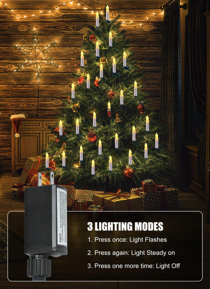 Christmas Tree Candle String Lights Plug in, 50 LED Flameless Candle Lights with Clips, 48Feet Candle Twinkle Lights for Xmas Tree Festive Holiday Seasonal Celebration Decoration, Warm White