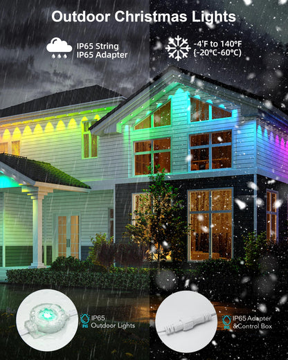 DELITOR 111FT Permanent Outdoor Lights,72 RGB Eaves Lights with App Control Remote, IP65 Waterproof Eternity Eaves Lighting, Outdoor Light for Outside Roofline Decor, Party, Holiday Xmas