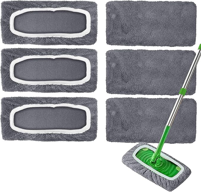 6 Pack Reusable Microfiber Mop Pads Compatible