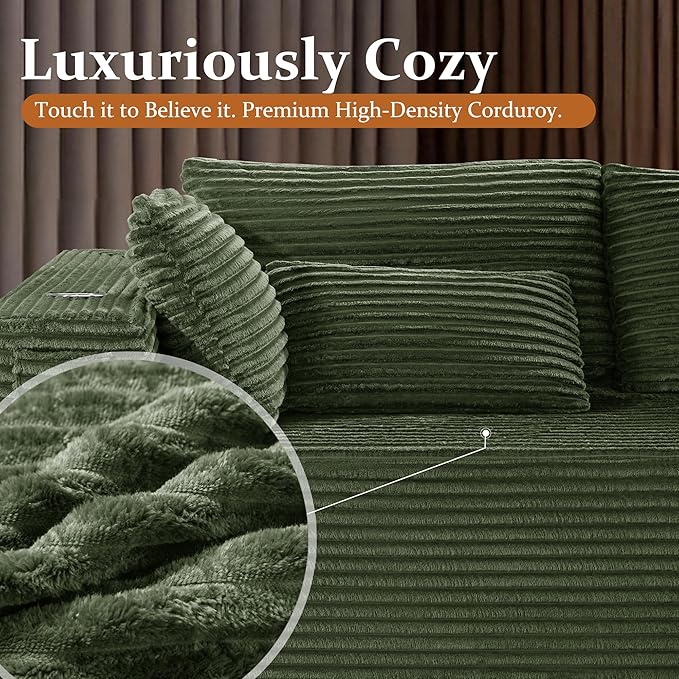 138" Cloud Sectional Couch, Comfort U Shaped Boneless Couch