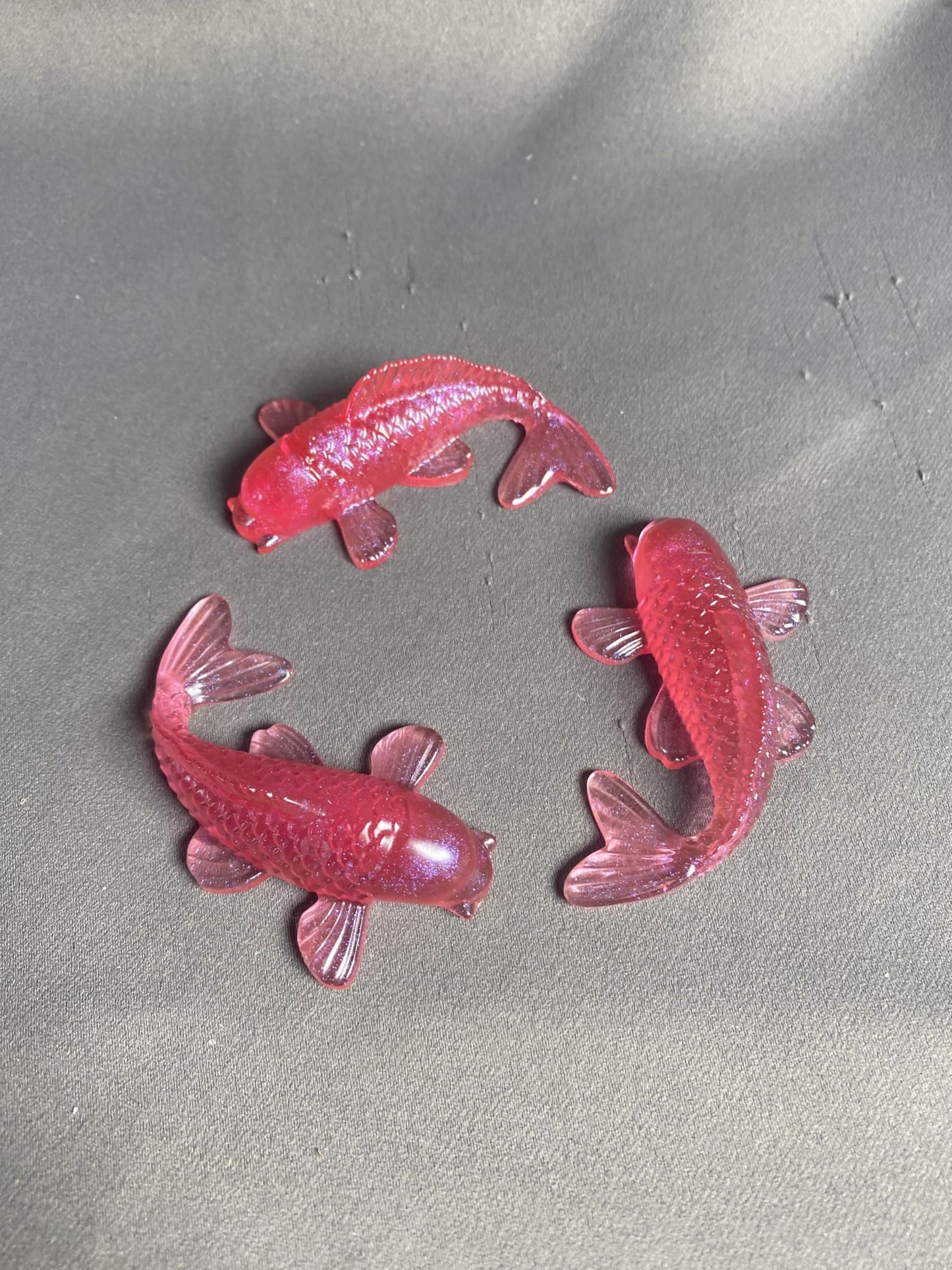 Universal Eminence Oceanic Elegance: Handcrafted Resin Koi Fish Sculptures - 3 Pack (Ruby Red)