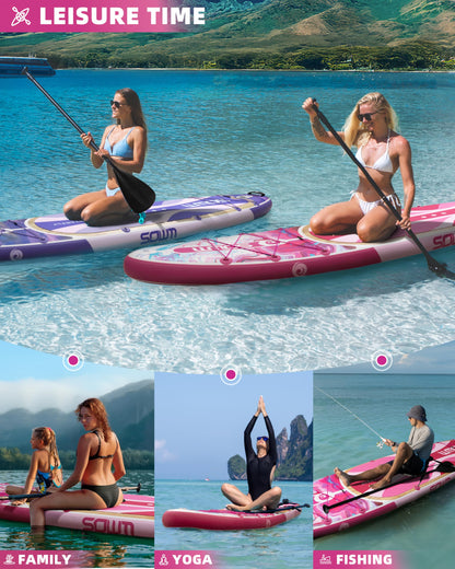 SOWM Inflatable Paddle Boards 11'x33'' with Sup Accessories, Stand Up SUP Paddle Board Inflatable for Adults Youth, Extre Wide & Non-Slip Sup for All Skill Levels Pink