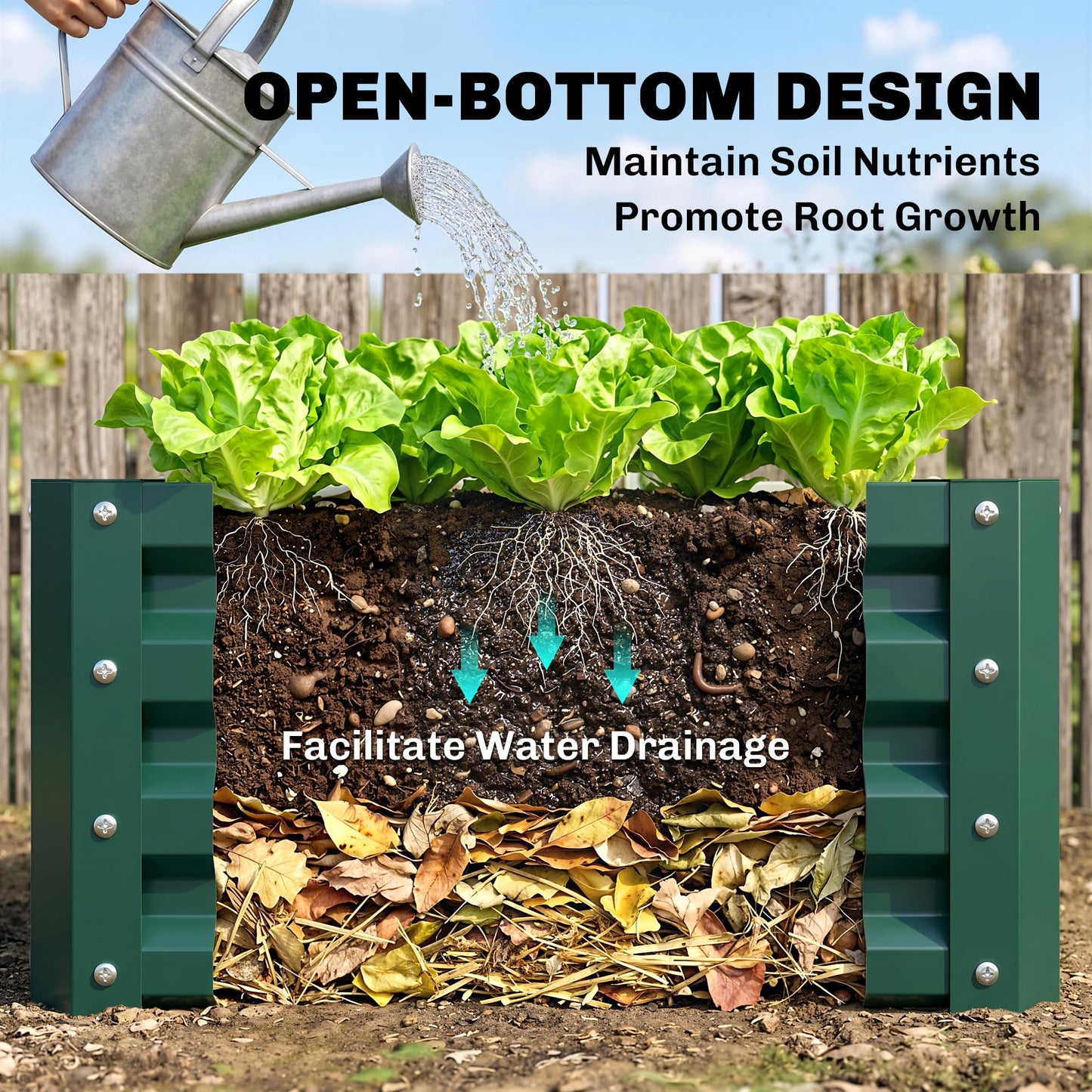 Outsunny 2 Piece Galvanized Raised Garden Bed, 2' x 2' x 1' Metal Planter Box for Growing Vegetables, Flowers, Herbs, Succulents, Green