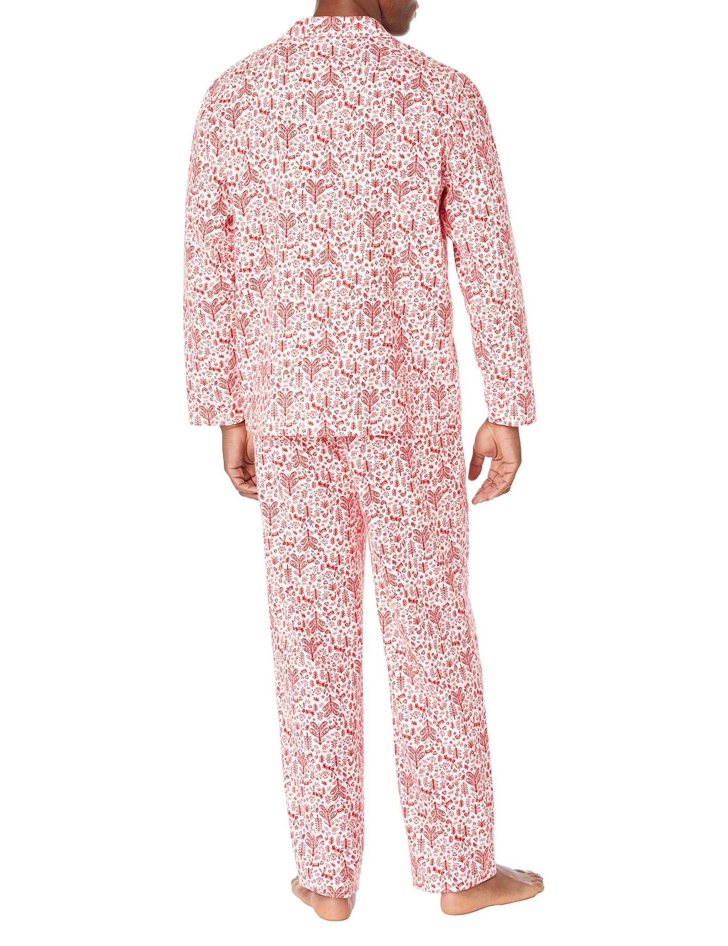 Amazon Essentials Men's Flannel Pajama Set, White Forest, Medium
