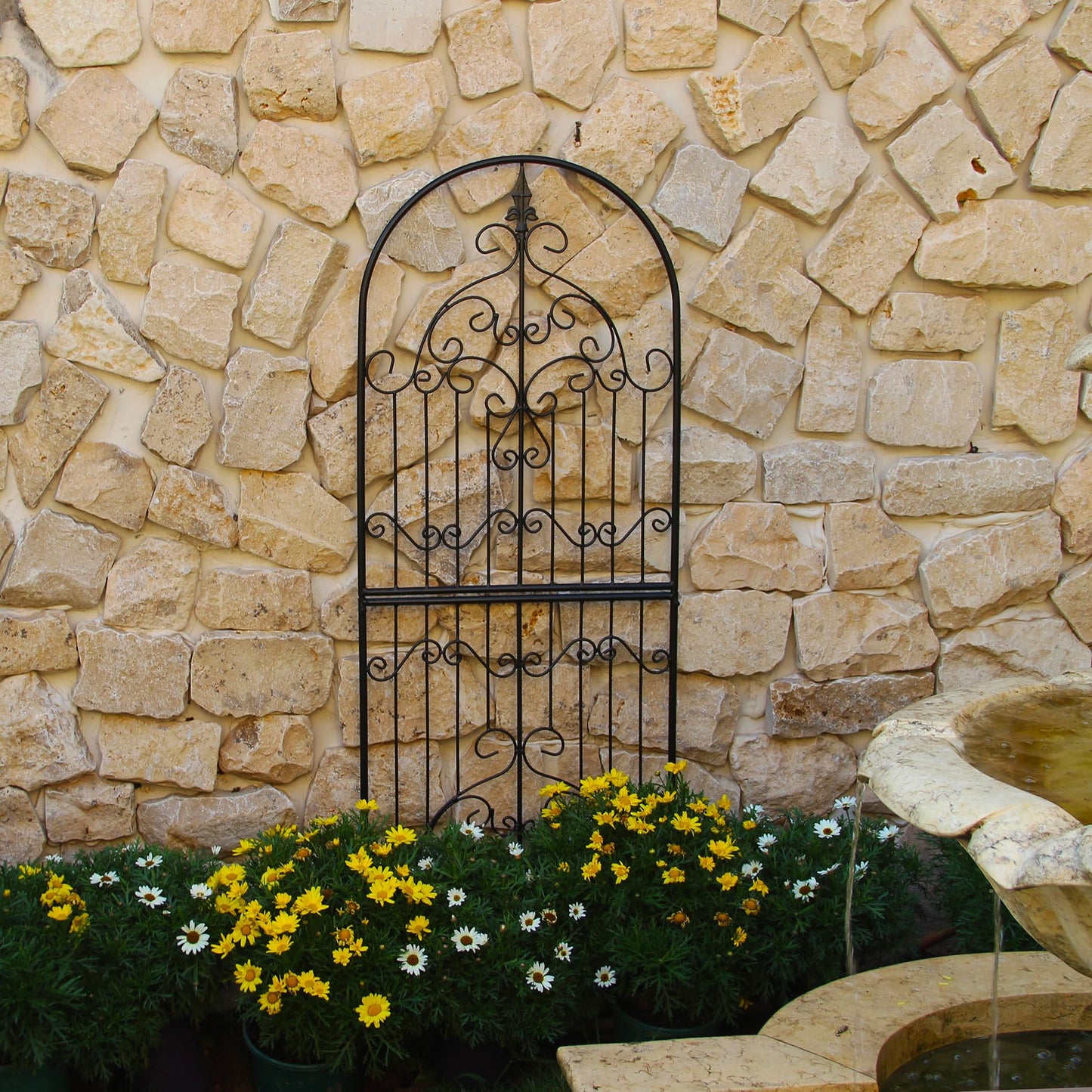 SCENDOR Garden Trellis for Climbing Plants 59" H x 21.6" W Metal Unique Design Decorative Garden Structure Weather-Resistant Trellises Outdoor Decor Flowers Roses Vine Ivy Clematis