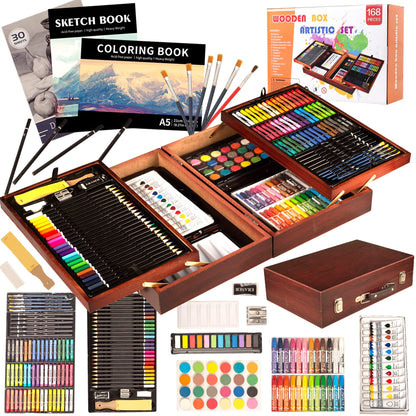 KINSPORY 168 PCS Art Set for Kids, Deluxe Coloring Drawing Art Supplies Case Gift for Teens Boys Girls 4 5 6 7 8 9 10 11 12