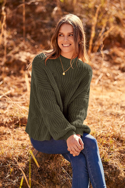 PRETTYGARDEN Women's Fall Oversized Pullover Sweaters Casual Crewneck Long Sleeve Chunky Cable Knit Tops Winter Clothing