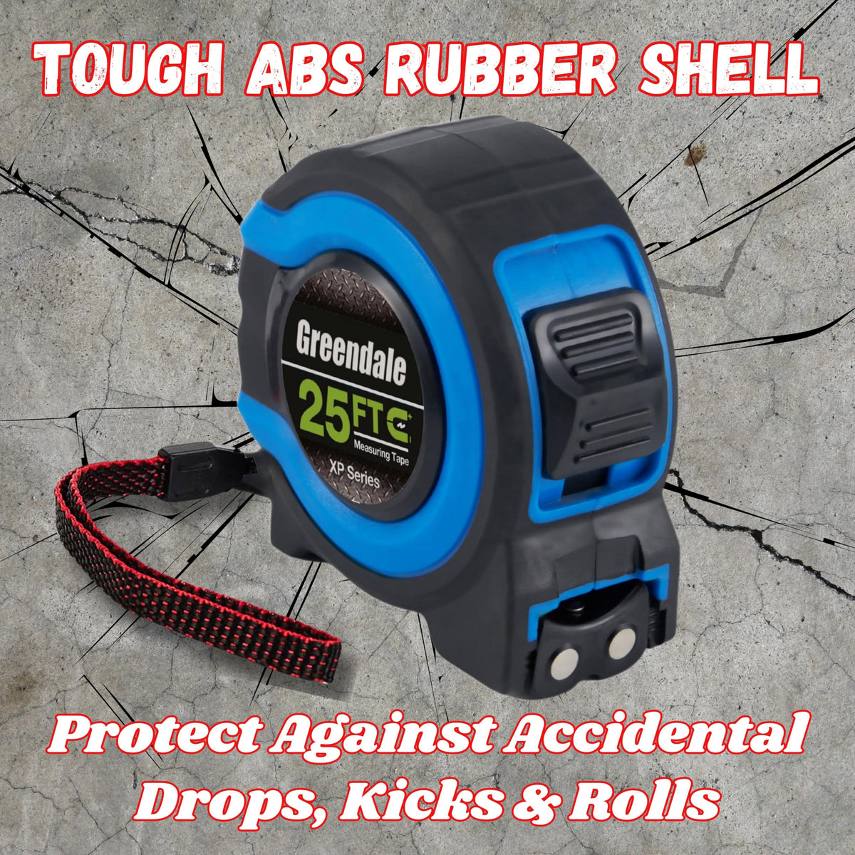 Greendale – 3 Pack Tape Measures 25 ft – Easy-Read Fractions, Magnetic Tip, Quick-Lock & Auto-Retract – Heavy-Duty Measuring Tape with Belt Clip – Blue