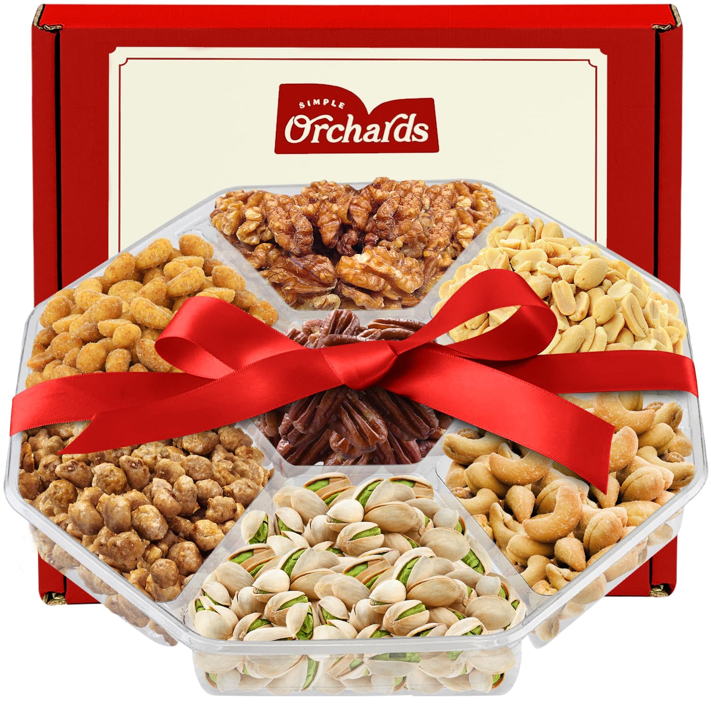 Nuts gift Basket - Delicious Mixed Cravings Gourmet Collection, Features 7 Sectional Platter with Freshly Roasted Nuts