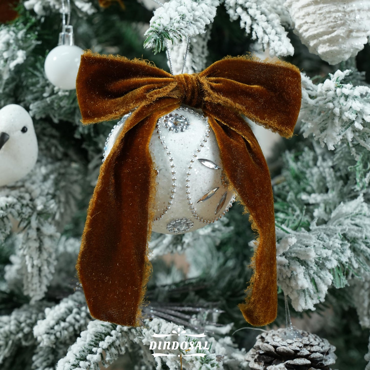 DINDOSAL Brown Velvet Ribbon 1.5 inch Dark Brown Frayed Velvet Ribbon Brown Raw Edge Ribbon for Wreaths, Christmas Tree Decoration, Flower Bouquet, Gift Wrapping, Bows Making, Wedding Decor-3 Yards