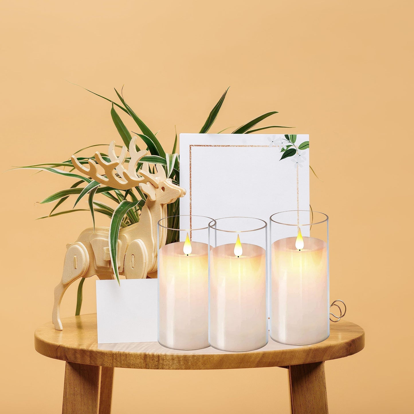NICEME Flickering Flameless Candles with Remote Control Timer Unbreakable Acrylic Battery Operated LED Candles with Flickering Flame 3D Wick for Romantic Ambience Home Decor Set of 3, D3” xH6”