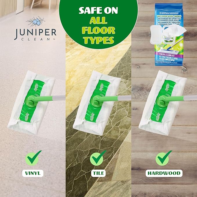 Wet Floor Wipes, Fresh Scent & Plant-Based Textured Cloth Trap Absorb Dirt