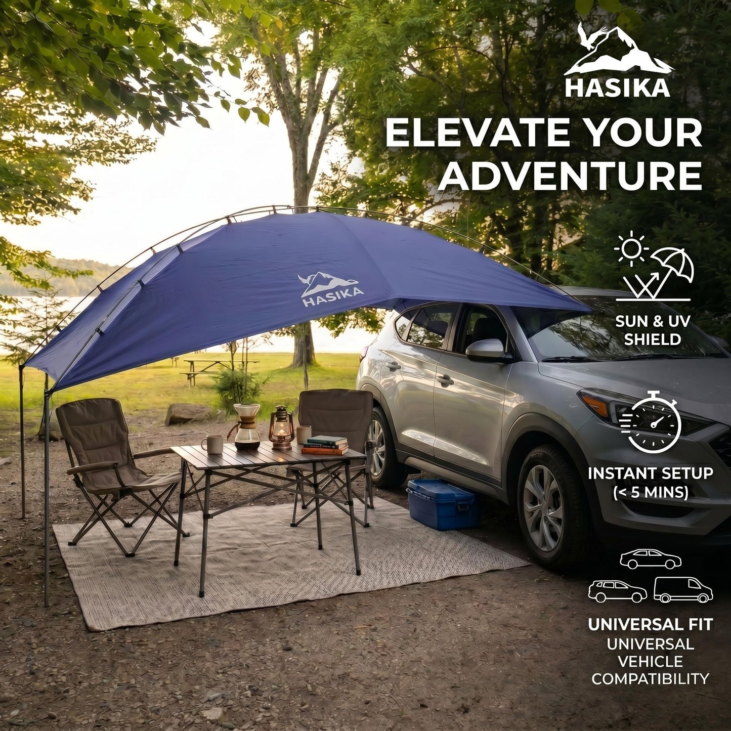 Versatility Camping Tent for Truck Bed,SUV RVing, Van,Trailer and Overlanding Portable Teardrop Awning Canopy Tear Resistant Tarp with 2 Sandbag