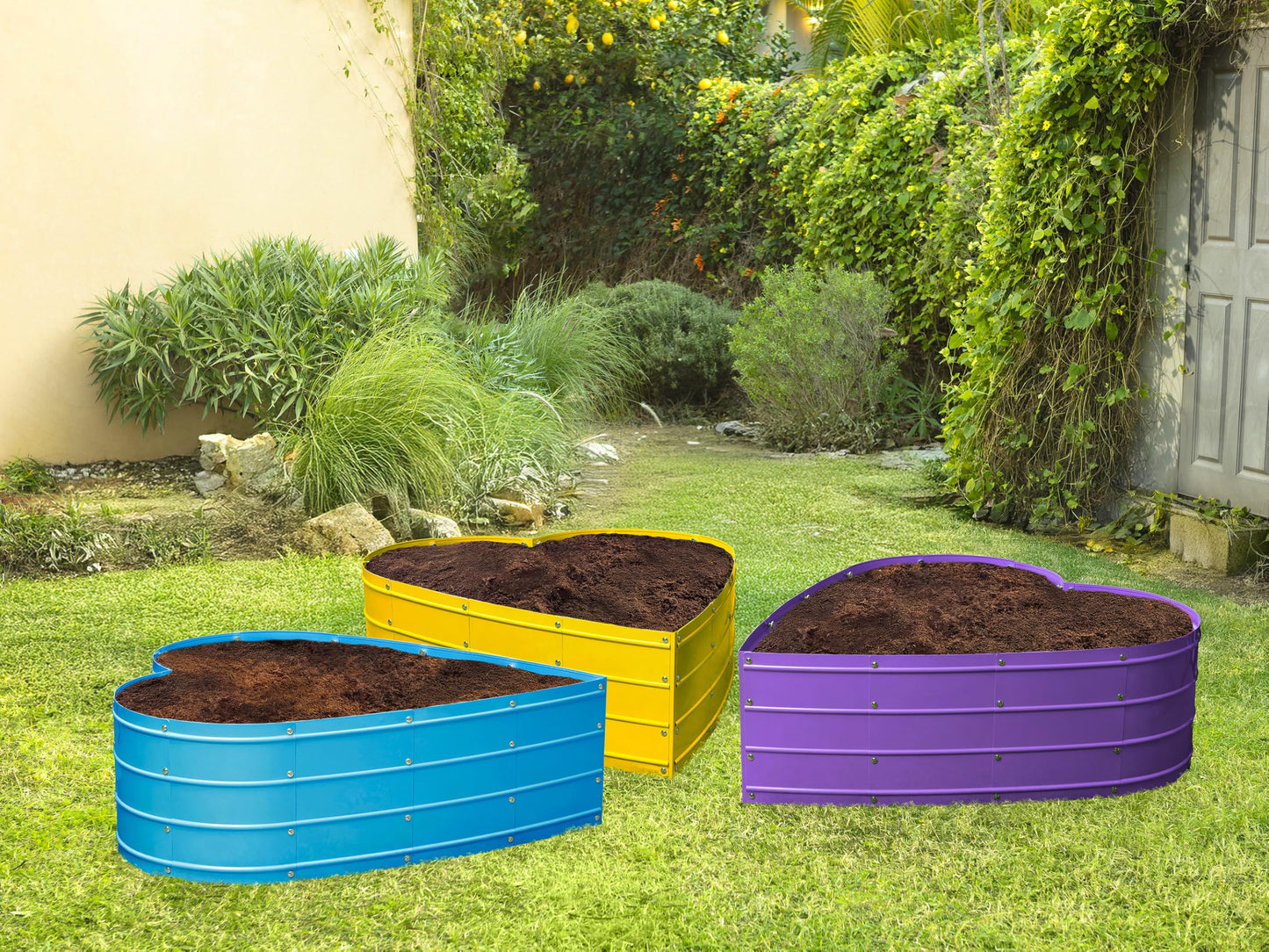 Plant & Plot Galvanized Raised Garden Beds Outdoor // Planter Raised Beds for Gardening, Vegetables, Flowers // Large Metal Garden Box (Purple) // Tool-Free Assembly