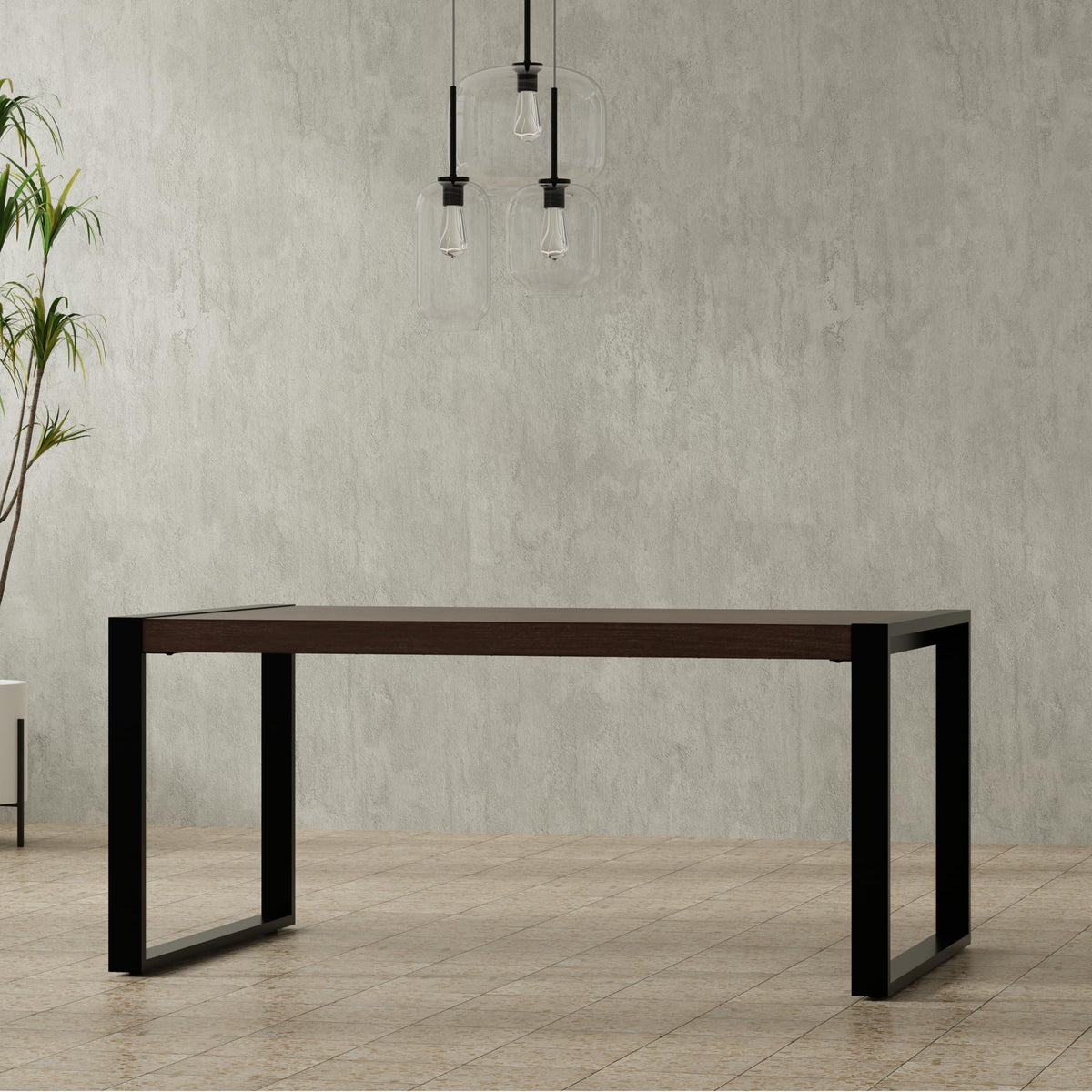SIMPLIHOME McKenzie Dining Table - 66 inch Wide Solid Mango Wood Rectangular Table in Smoky Grey, Modern Industrial Style for Dining Room or Kitchen with Black Powder-Coated Iron Legs, Seats 4