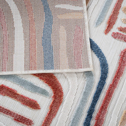 CAMILSON Indoor Outdoor Rug, Multicolor 5x7 Geometric Arch Striped Area Rugs for Patio and Home Areas, Easy-Cleaning Non-Shedding Living Room, Garden and Deck Washable Outside Carpet (5 x 7)